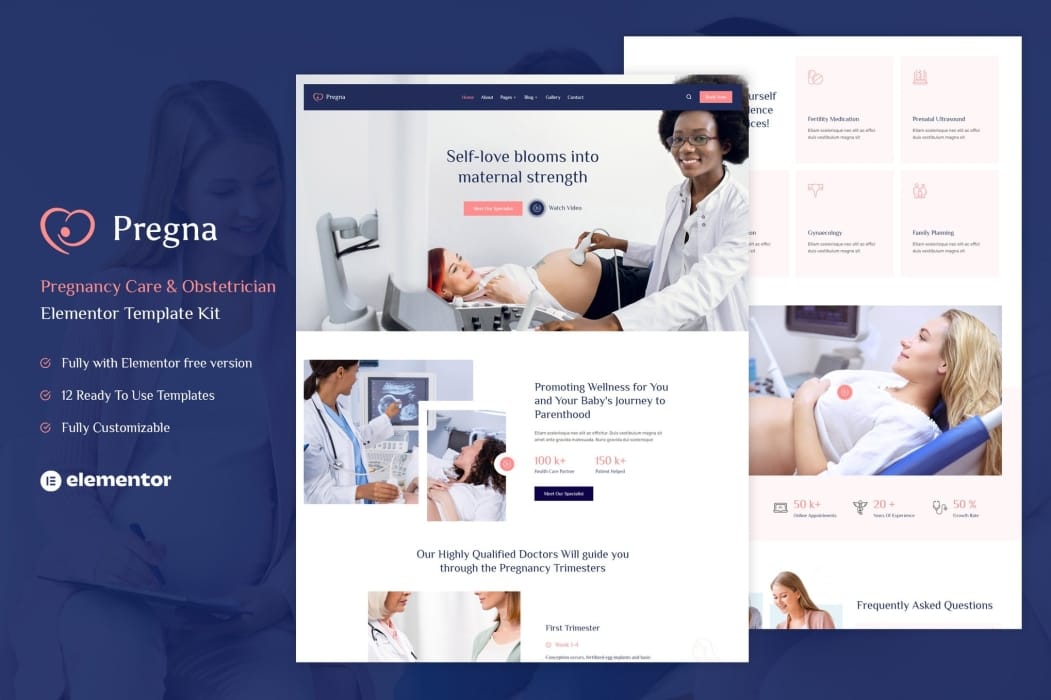 Pregna – Prenatal Care & Obstetrician Elementor Template Kit Pregna – Prenatal Care & Obstetrician Elementor Template Kit