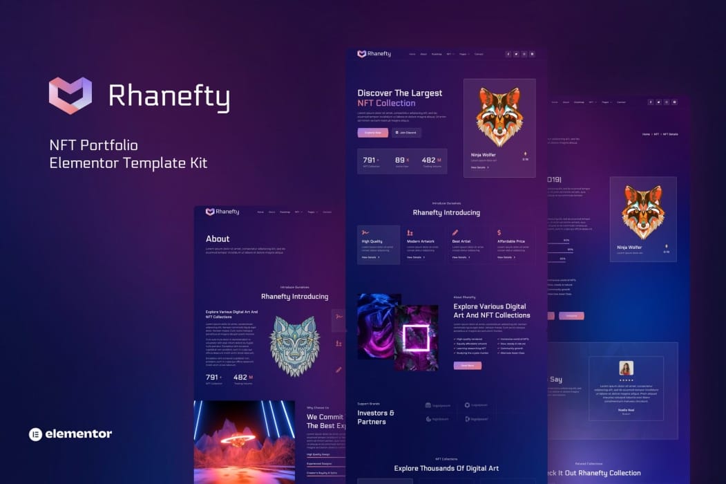 Rhanefty – NFT Portfolio Elementor Template Kit Rhanefty – NFT Portfolio Elementor Template Kit