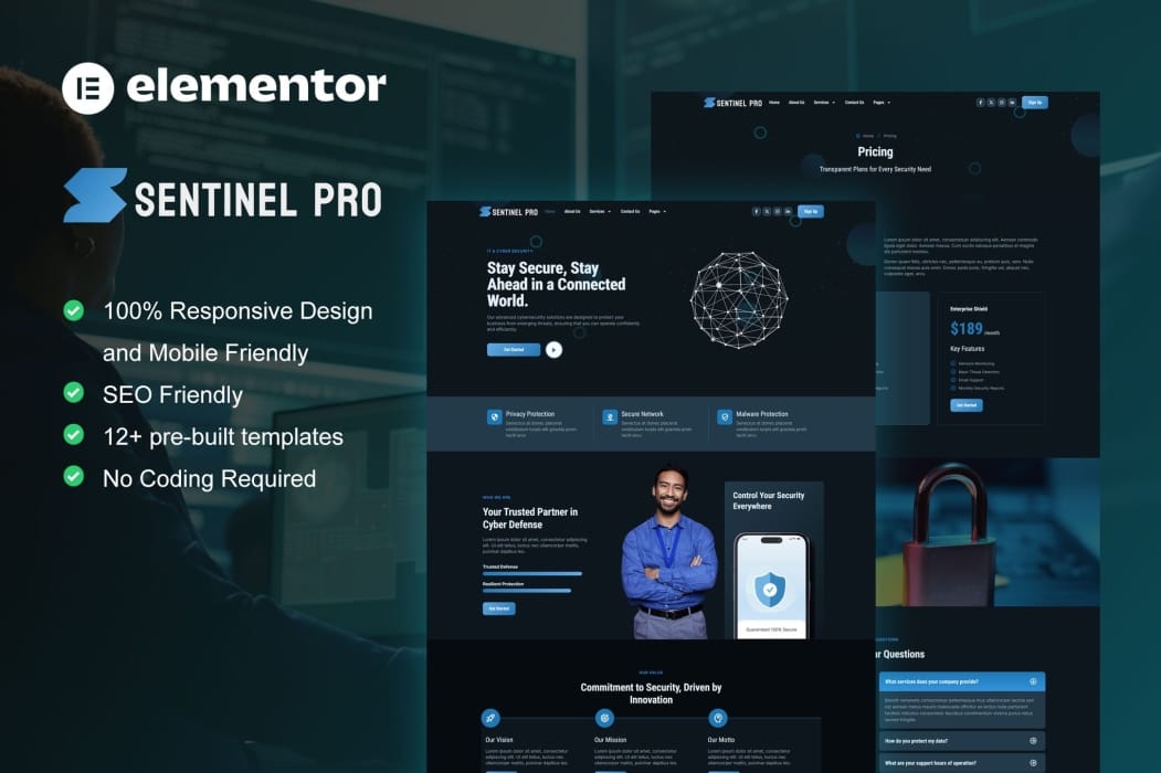 Sentinel – Cyber Security Services Elementor Pro Template Kit Sentinel – Cyber Security Services Elementor Pro Template Kit