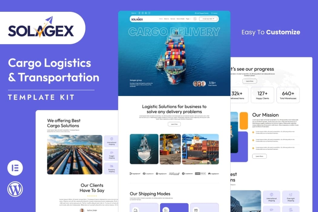 Solagex – Logistics & Transportation Elementor Template Kit Solagex – Logistics & Transportation Elementor Template Kit