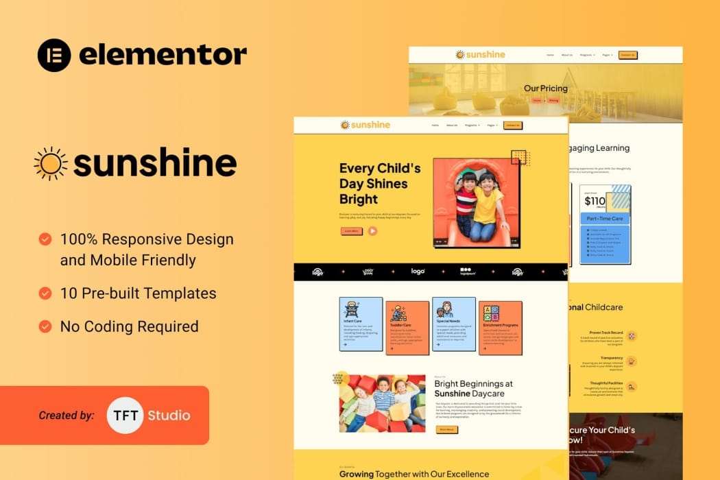 Sunshine – Cheerful Daycare Elementor Template Kit Sunshine – Cheerful Daycare Elementor Template Kit