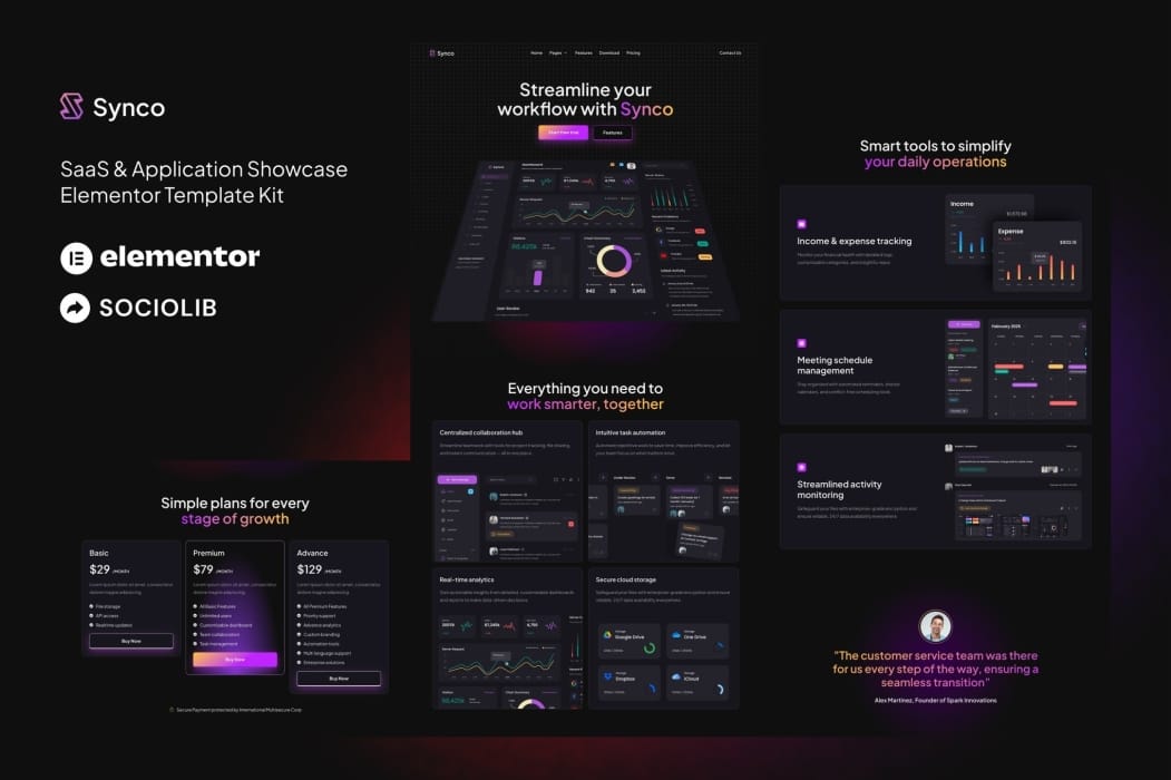 Synco – SaaS & Software Showcase Elementor Template Kit Synco – SaaS & Software Showcase Elementor Template Kit