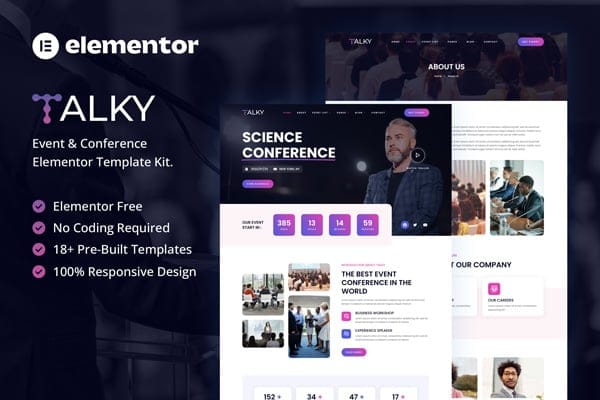 Talky – Event & Conference Elementor Template Kit Talky – Event & Conference Elementor Template Kit