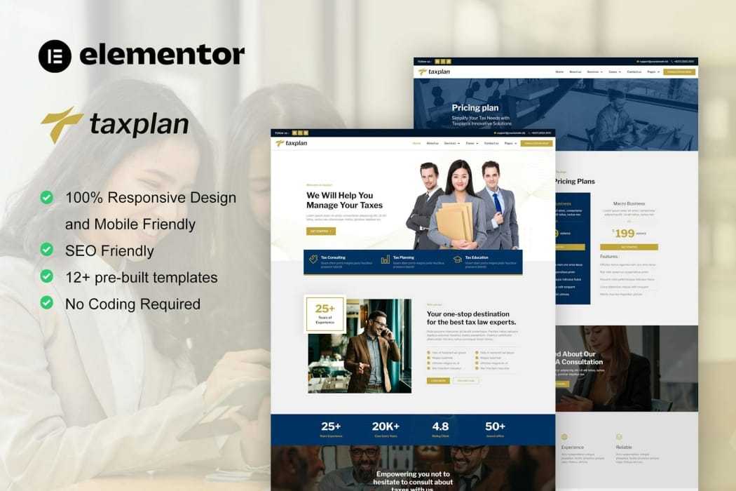 TaxPlan – Tax Advisor & Financial Consulting Elementor Pro Template Kit TaxPlan – Tax Advisor & Financial Consulting Elementor Pro Template Kit