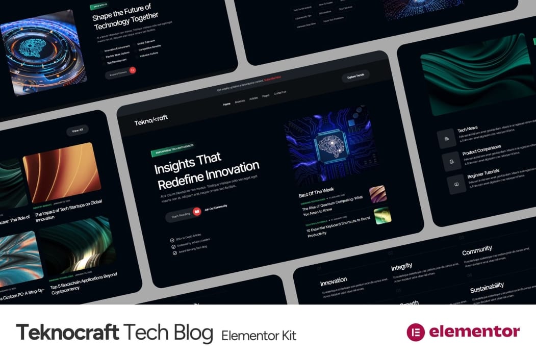 Teknocraft – Dark Theme Technology Blog Template Kit Teknocraft – Dark Theme Technology Blog Template Kit