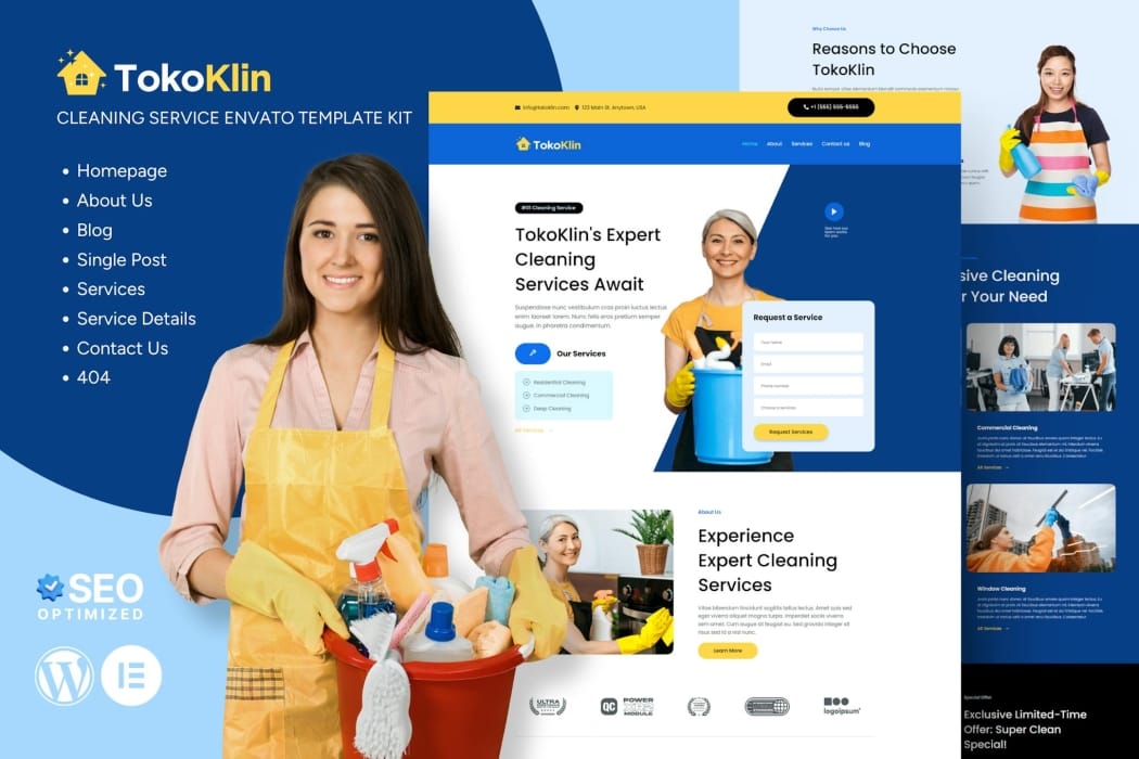 Tokoklin – Cleaning Service Business Elementor Template Kit Tokoklin – Cleaning Service Business Elementor Template Kit