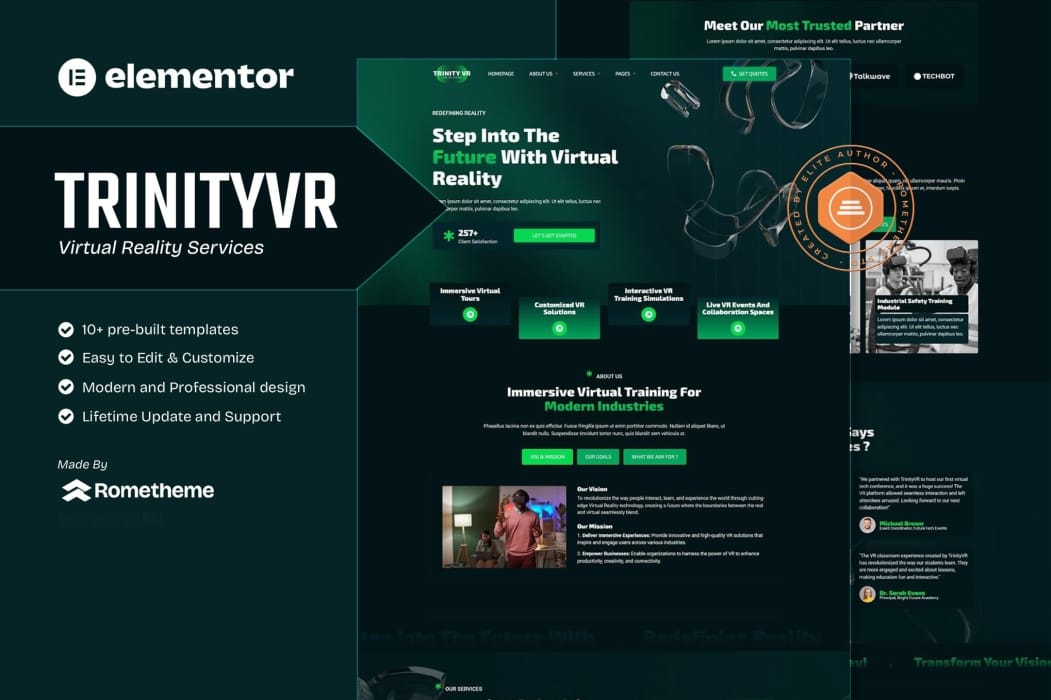 TrinityVR – Virtual Reality Services Elementor Template Kit TrinityVR – Virtual Reality Services Elementor Template Kit