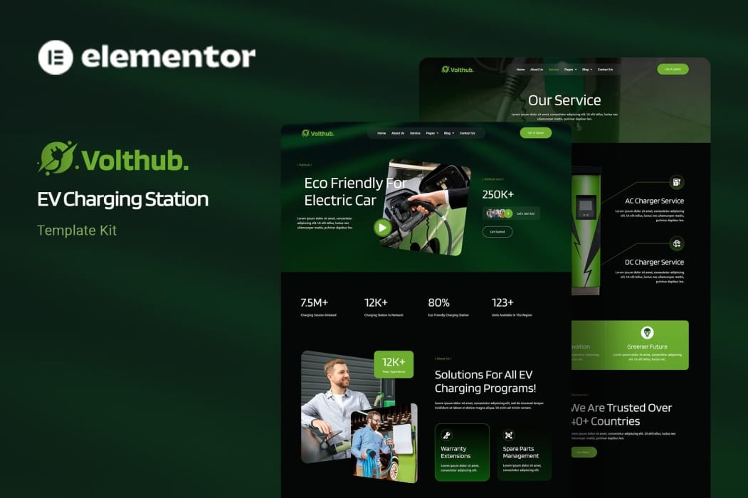 Volthub – EV Charging Station Elementor Template Kit Volthub – EV Charging Station Elementor Template Kit