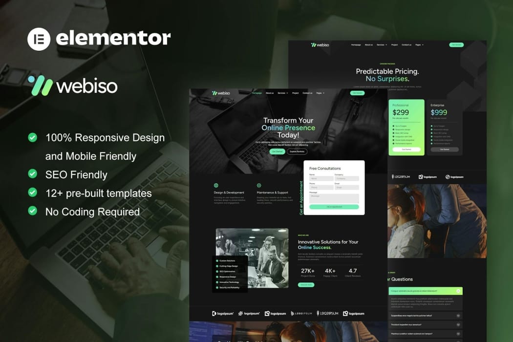 Webiso – Dark Digital Agency Elementor Template Kit Webiso – Dark Digital Agency Elementor Template Kit