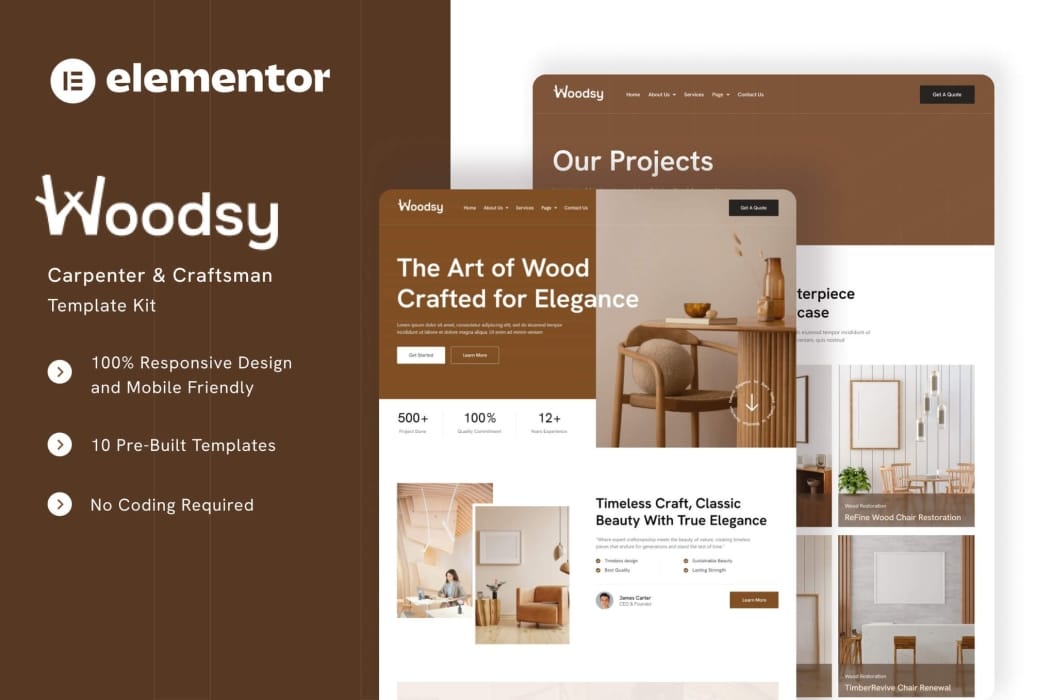 Woodsy – Carpenter & Craftsman Elementor Template Kit Woodsy – Carpenter & Craftsman Elementor Template Kit
