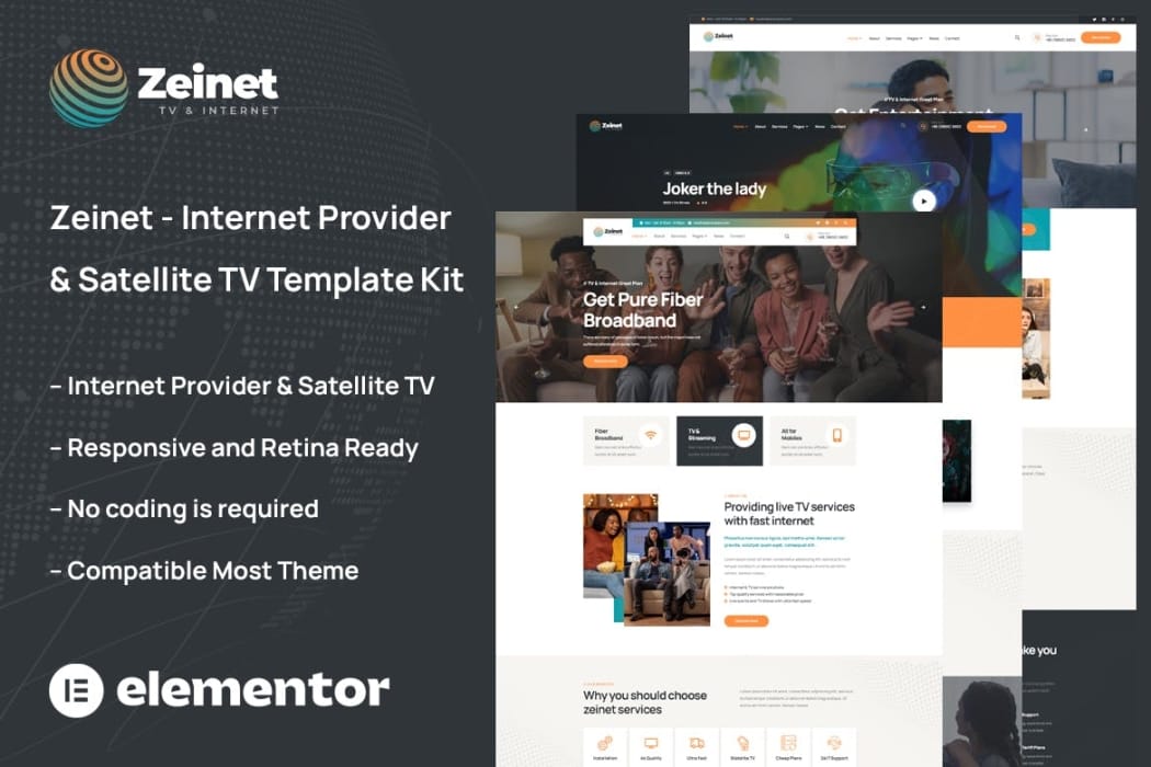 Zeinet – Internet Provider & Satellite TV Template Kit Zeinet – Internet Provider & Satellite TV Template Kit