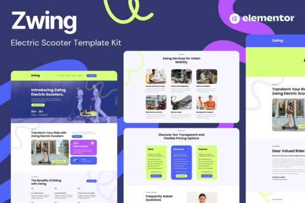 Zwing – Electric Scooter Website Elementor Template Kits