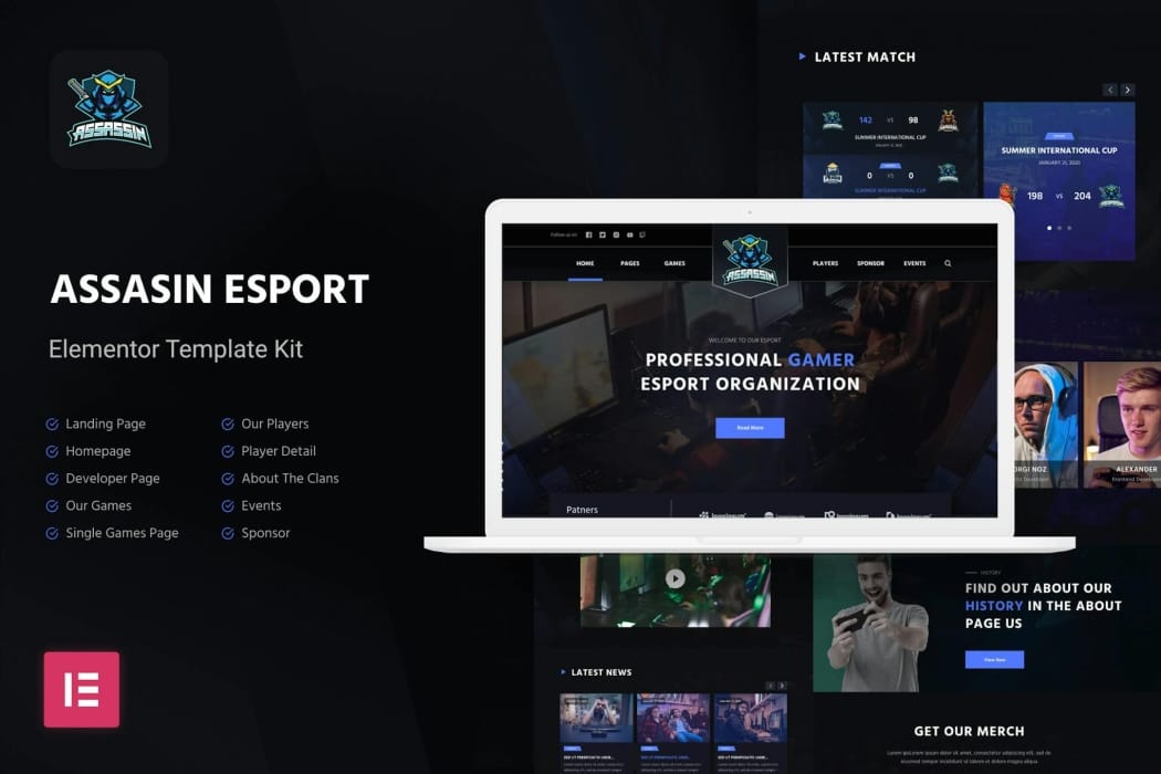 Assasin eSport & Gaming Elementor Template Kit Assasin | eSport & Gaming Elementor Template Kit