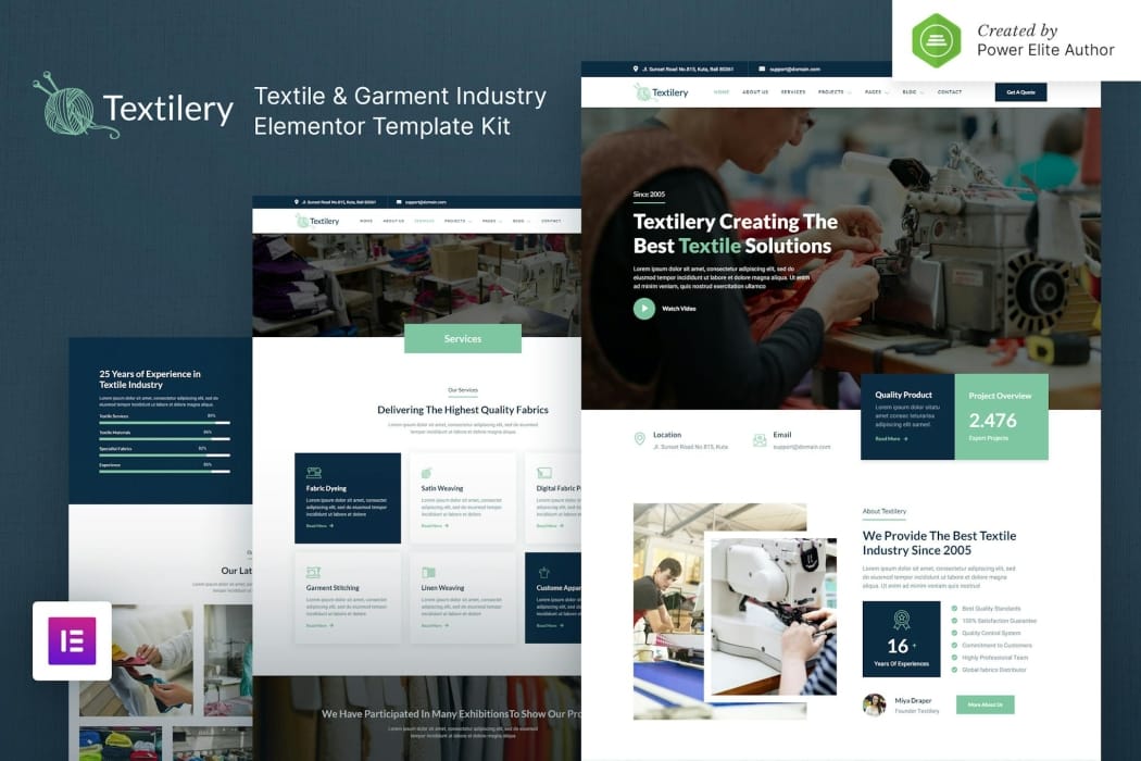 Textilery – Textile & Garment Industry Elementor Template Kit Textilery – Textile & Garment Industry Elementor Template Kit