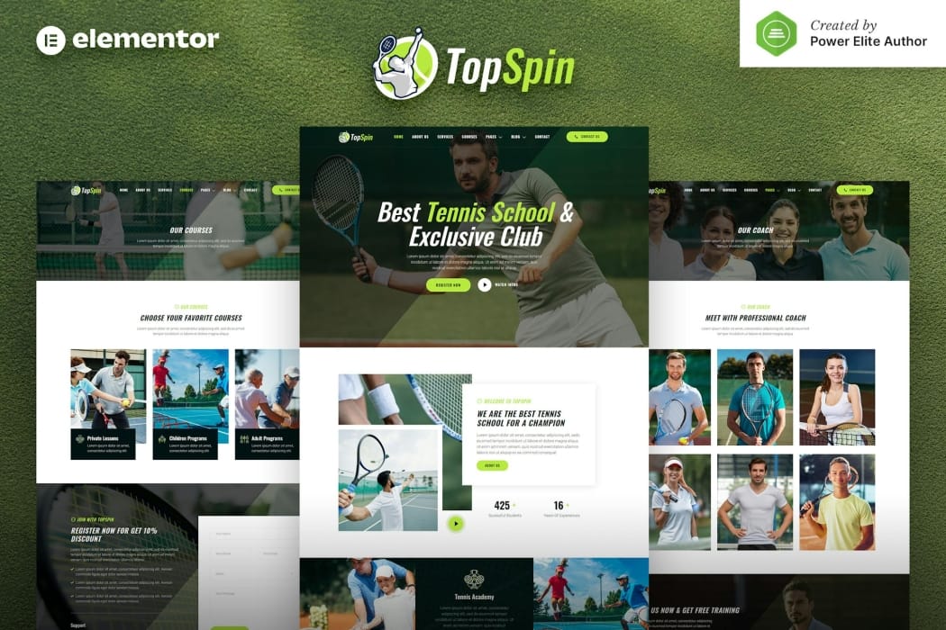 TopSpin – Tennis School & Sports Club Elementor Template Kit TopSpin – Tennis School & Sports Club Elementor Template Kit