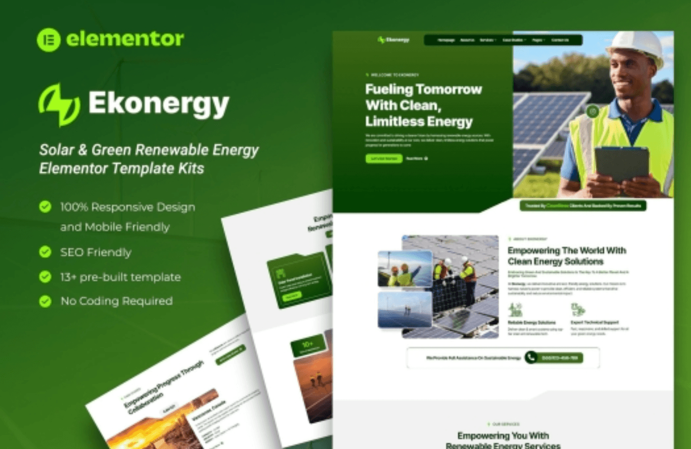 Ekonergy – Solar & Green Renewable Energy Elementor Template Kits Ekonergy – Solar & Green Renewable Energy Elementor Template Kits