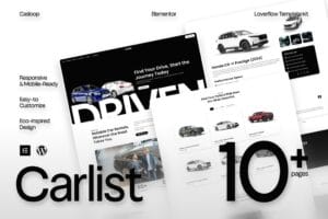 Carlist – Modern Minimalist Car Rental Elementor Template Kit