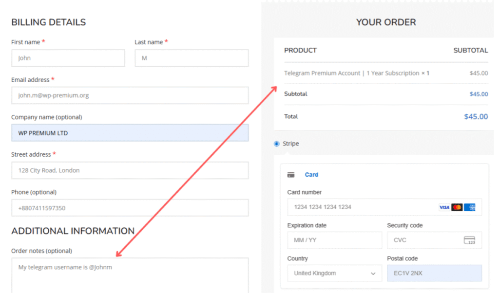submission order notes | wp premium