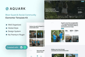 Aquark – River Guard & Social Community Elementor Template Kit