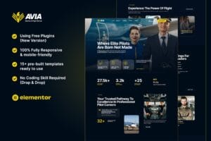 Avia – Aviation & Flight School Elementor Template Kit