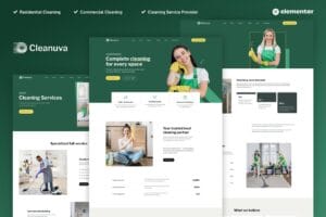 Cleanuva – Cleaning Services Elementor Pro Template Kit