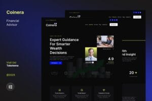 Coinera – Dark Financial Advisor & Coaching Website Elementor Template Kit