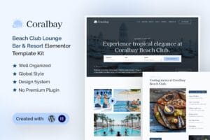 Coralbay – Beach Club Lounge Bar & Resort Elementor Template Kit