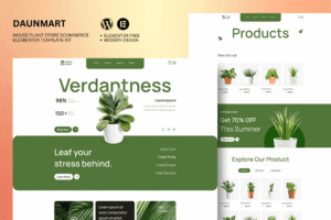 Daunmart – Houseplant Store Ecommerce Elementor Pro Template Kit
