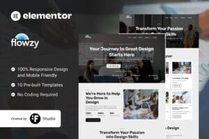 Flowzy – UI/UX Course & Services Elementor Template Kit