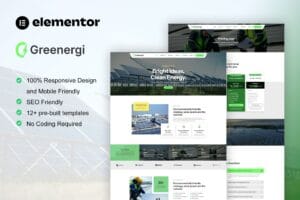 Greenergi – Solar & Green Renewable Energy Elementor Pro Template Kit