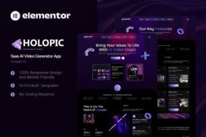 Holopic – Saas AI Generator App Elementor Template Kit