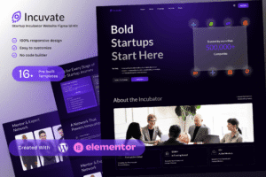 Incuvate – Startup Incubator Elementor Template Kit for Startup Growth