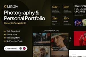Lenzia – Photography & Personal Portfolio Elementor Template Kit