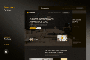Loomora – Dark Handmade Furniture & Interior Design Website Elementor Template Kit