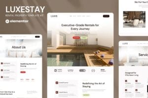 LuxeStay – Rental Property Elementor Template Kit