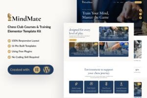 Mindmate – Chess Club Course & Training Elementor Template Kits