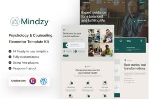 Mindzy – Psychology & Counseling Elementor Template Kit