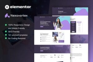 Nexovortex – Software Company Elementor Pro Template Kit