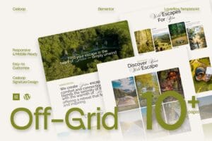Off-Grid – Modern Natural Glamping Elementor Template Kit