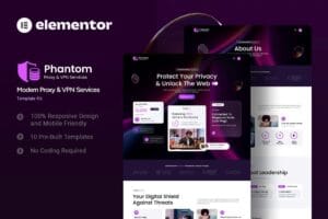 Phantom – Modern Proxy & VPN Services Elementor Template Kit