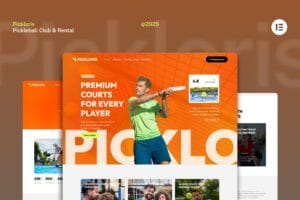 Pickloris – Pickleball Club & Rental Court Website Elementor Template Kit