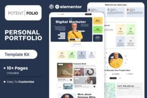 PotentFolio – Digital Marketer Portfolio Elementor Template Kit
