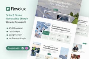 Revolux – Solar & Green Renewable Energy Elementor Template Kit