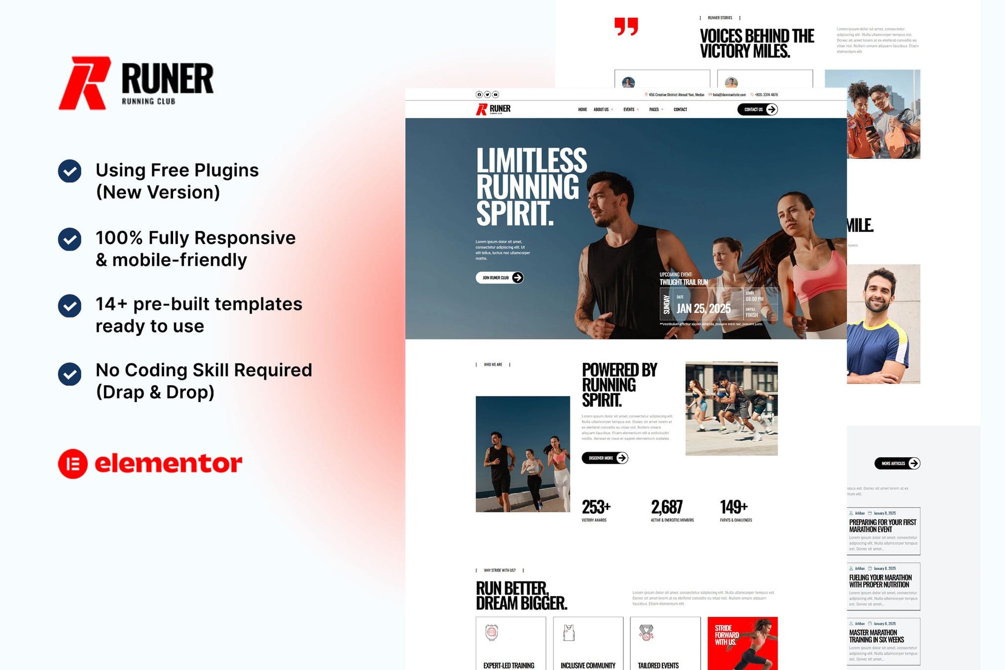 runer-running-club-marathon-sports-events-elemento Runer – Running Club, Marathon & Sports Events Elementor Template Kit