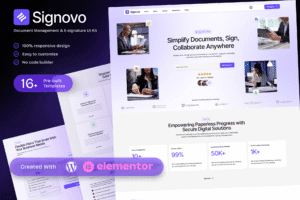 Signovo – Document Management & E-signature SaaS Platform Elementor Template Kit