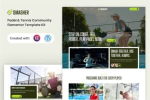Smasher – Padel Tennis Community Elementor Template Kit