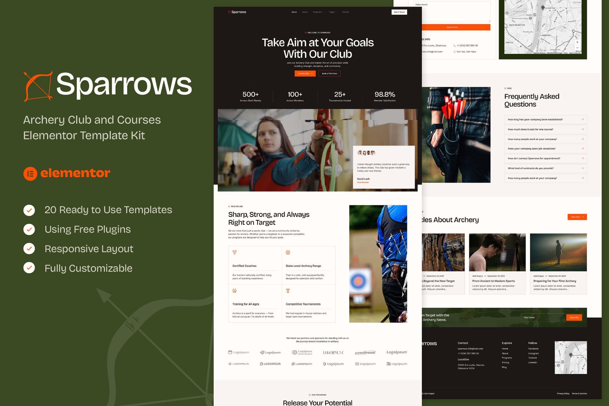 sparrows-archery-club-courses-elementor-template-k Sparrows – Archery Club & Courses Elementor Template Kit