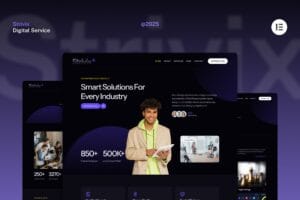 Strivix – Dark Tech & Digital Service Website Elementor Template Kits