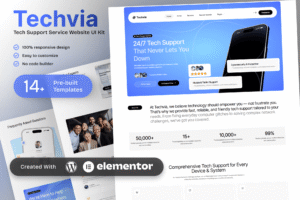 Techvia – Tech Support Service Elementor Template Kit