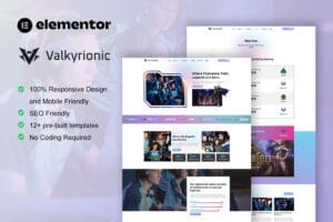 Valkyrionic – Esport Team & Gaming Elementor Pro Template Kit